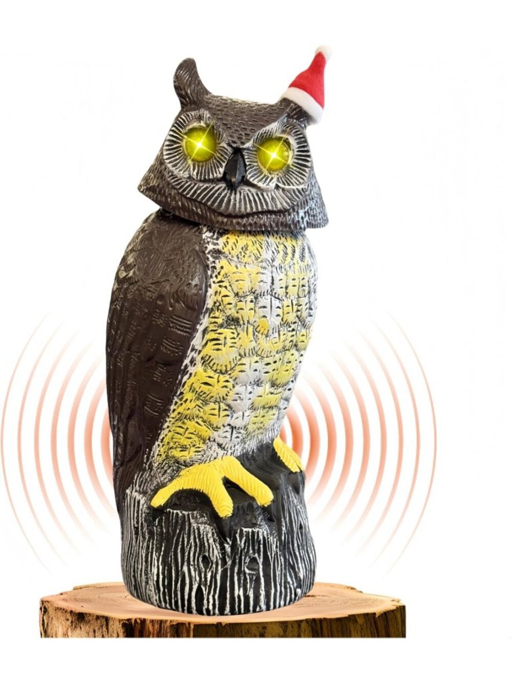 Solar Powered Owl Statue with Motion Detection, Rotating Head & Realistic Hoots